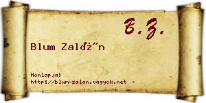 Blum Zalán névjegykártya